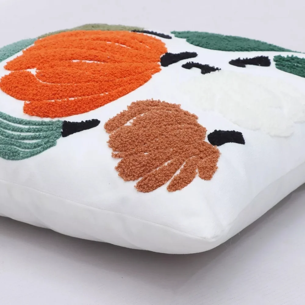 Set Of 2 Gourds Pumpkins Embroidered Fall Autumn Throw Pillows NWT Orange Green